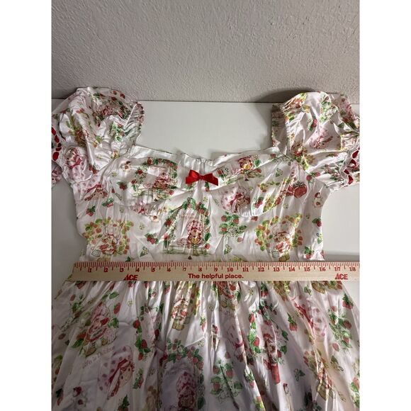 Dolls Kill Strawberry Shortcake Dress White Pink Satin Lace Mini Ruffle Sz XL - Picture 8 of 12